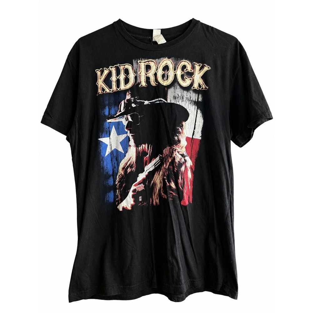 Kid Rock RodeoHouston 2016 T-Shirt Black Graphic Tee Size L Country Rock